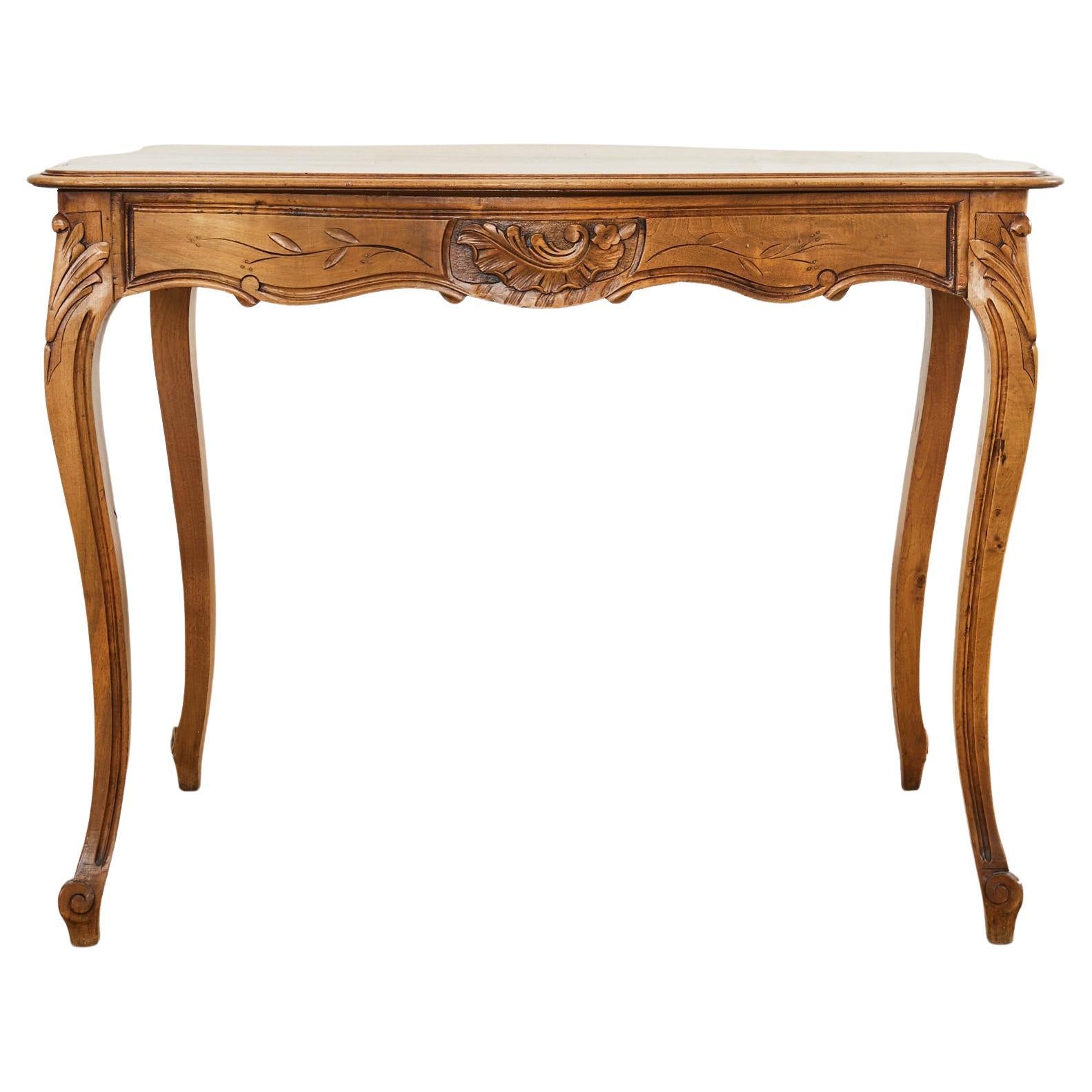 19th Century Country French Provincial Walnut Writing Table Desk For Sale