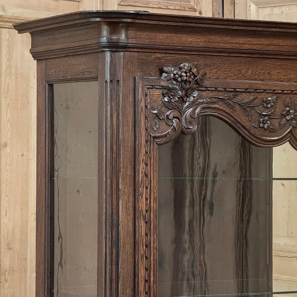 Hand-Carved 19th Century Country French Regence Vitrine ~ Curio Cabinet For Sale