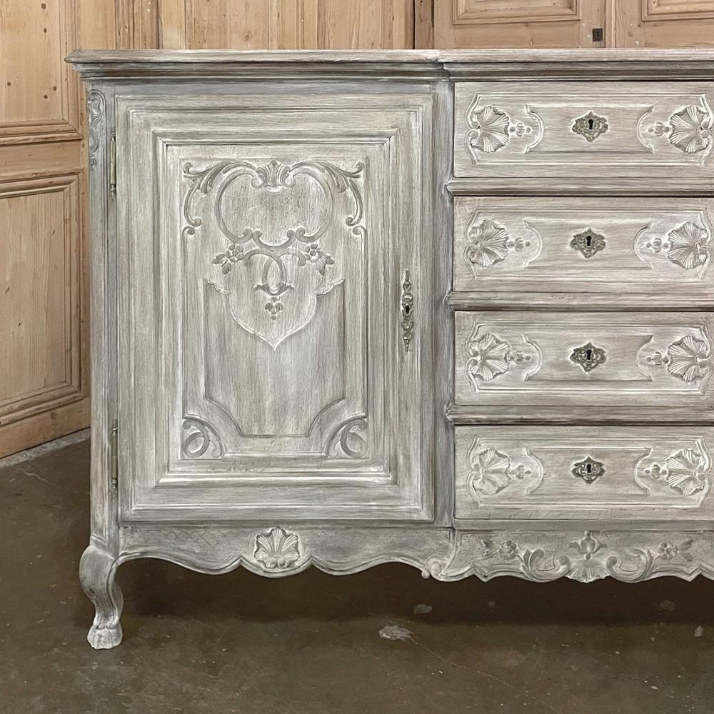 19th Century Country French Regence Whitewashed Buffet In Good Condition In Dallas, TX
