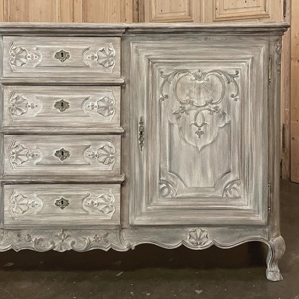 Brass 19th Century Country French Regence Whitewashed Buffet