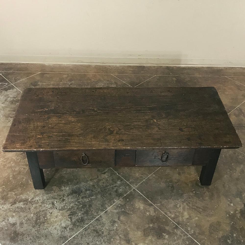 19th Century Country French Rustic Provincial Elmwood Coffee Table 5