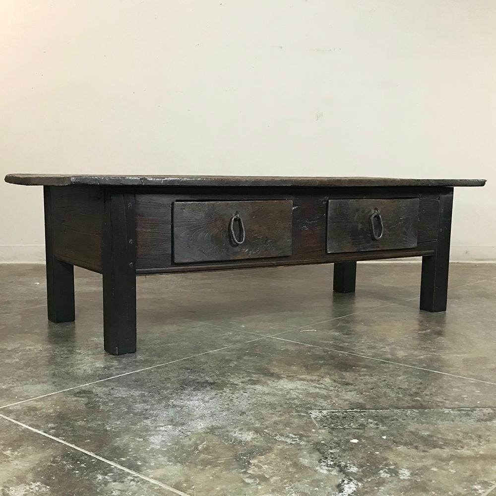 19th Century Country French Rustic Provincial Elmwood Coffee Table 6