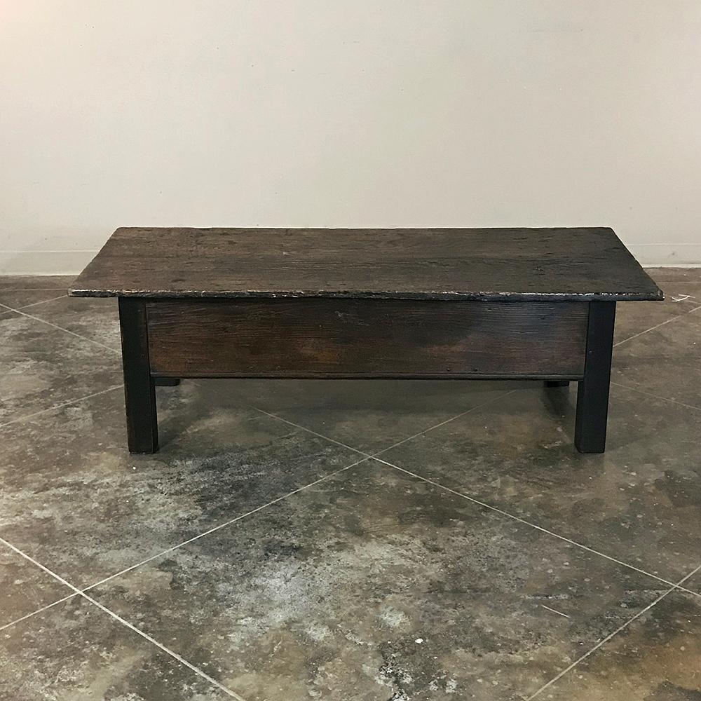 19th Century Country French Rustic Provincial Elmwood Coffee Table 1