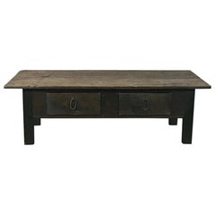 Antique 19th Century Country French Rustic Provincial Elmwood Coffee Table