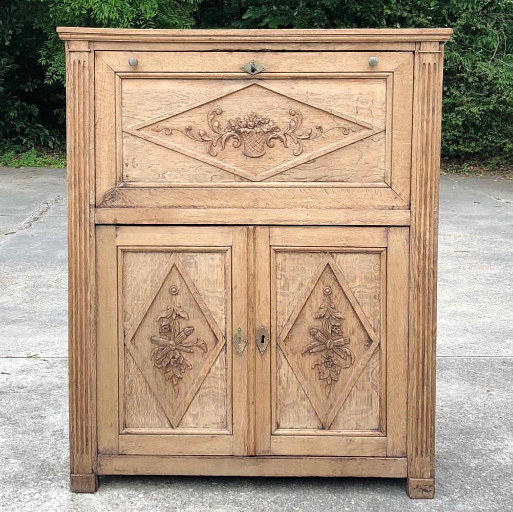 19th Century Country French Rustic Stripped Secretary In Good Condition In Dallas, TX
