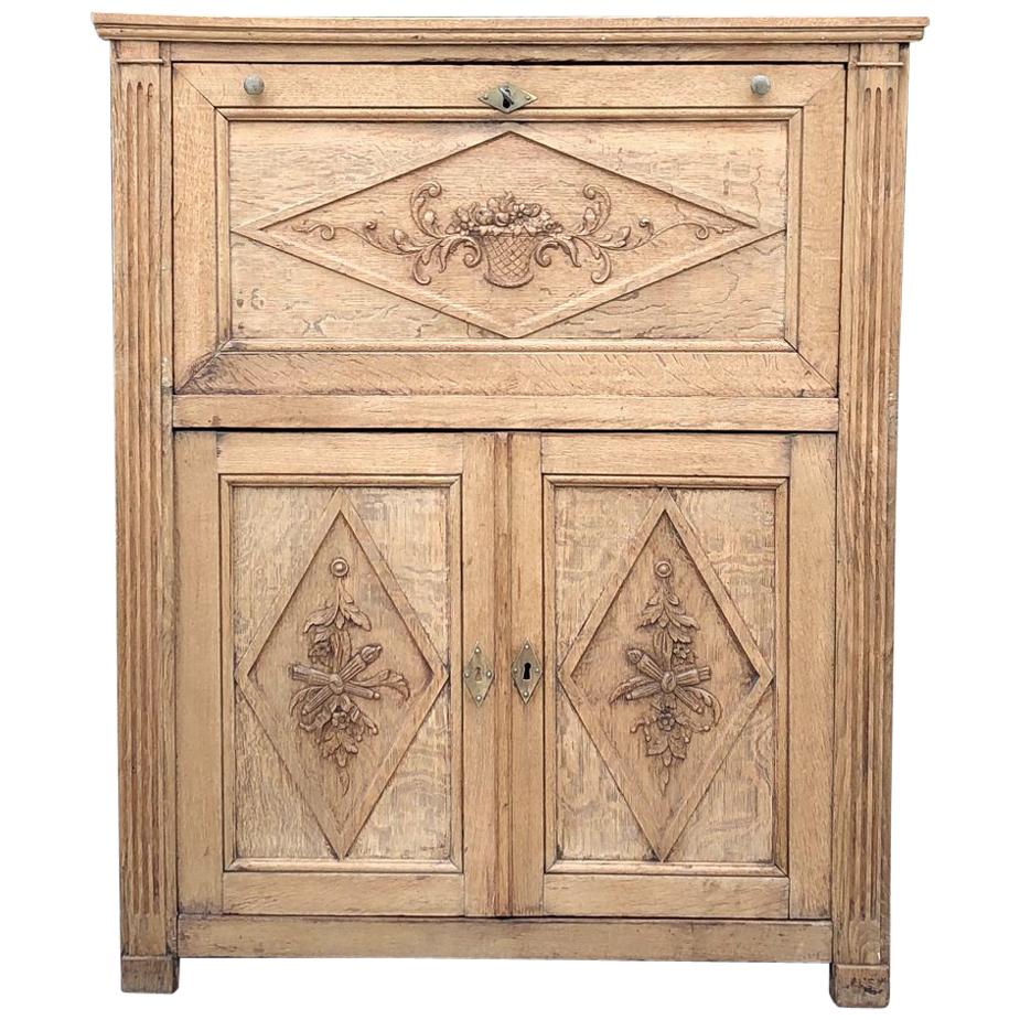 19th Century Country French Rustic Stripped Secretary