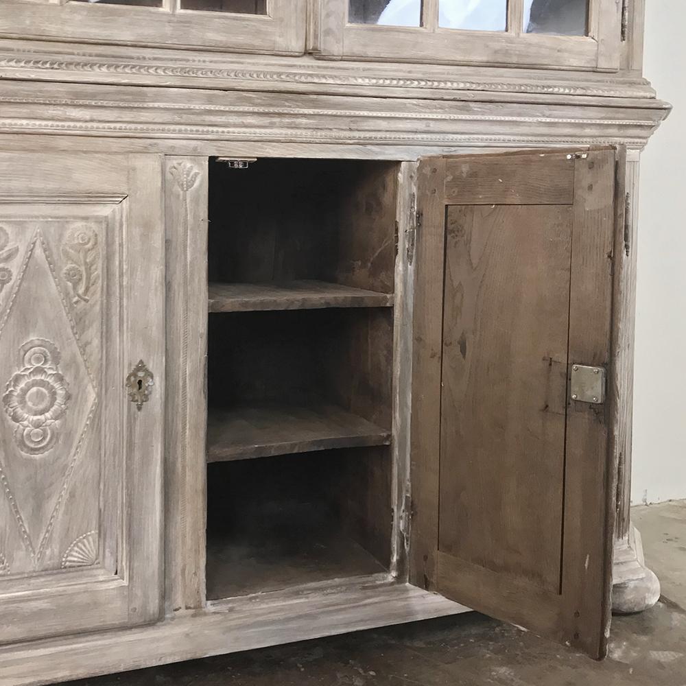 French Provincial 19th Century Country French Rustic Whitewashed Bookcase, Cabinet