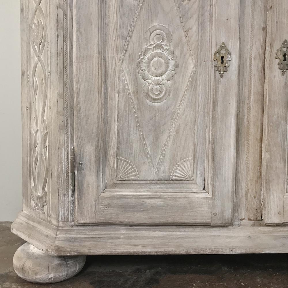 19th Century Country French Rustic Whitewashed Bookcase, Cabinet In Good Condition In Dallas, TX