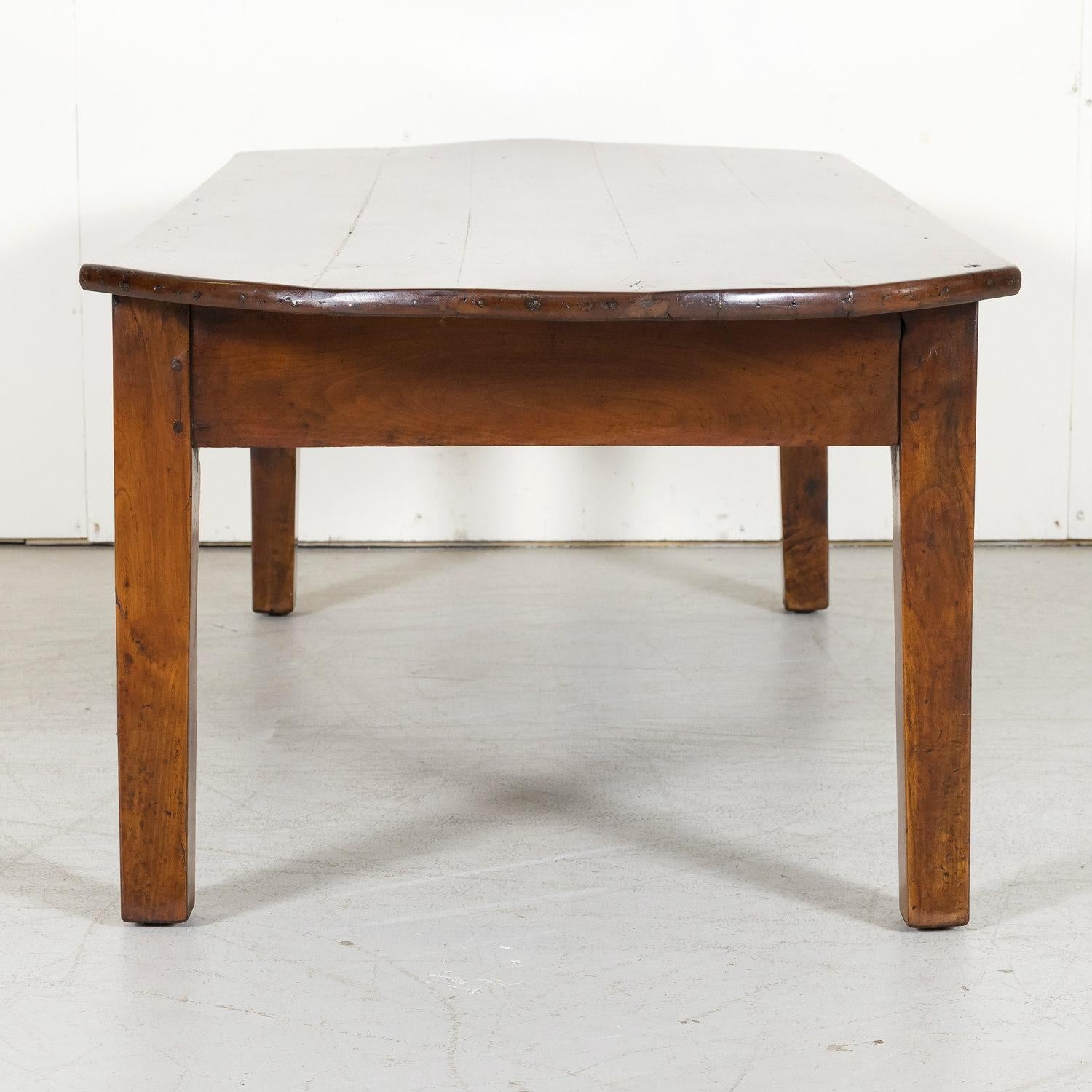 19th Century Country French Solid Cherry Oval Coffee Table with Drawer 8