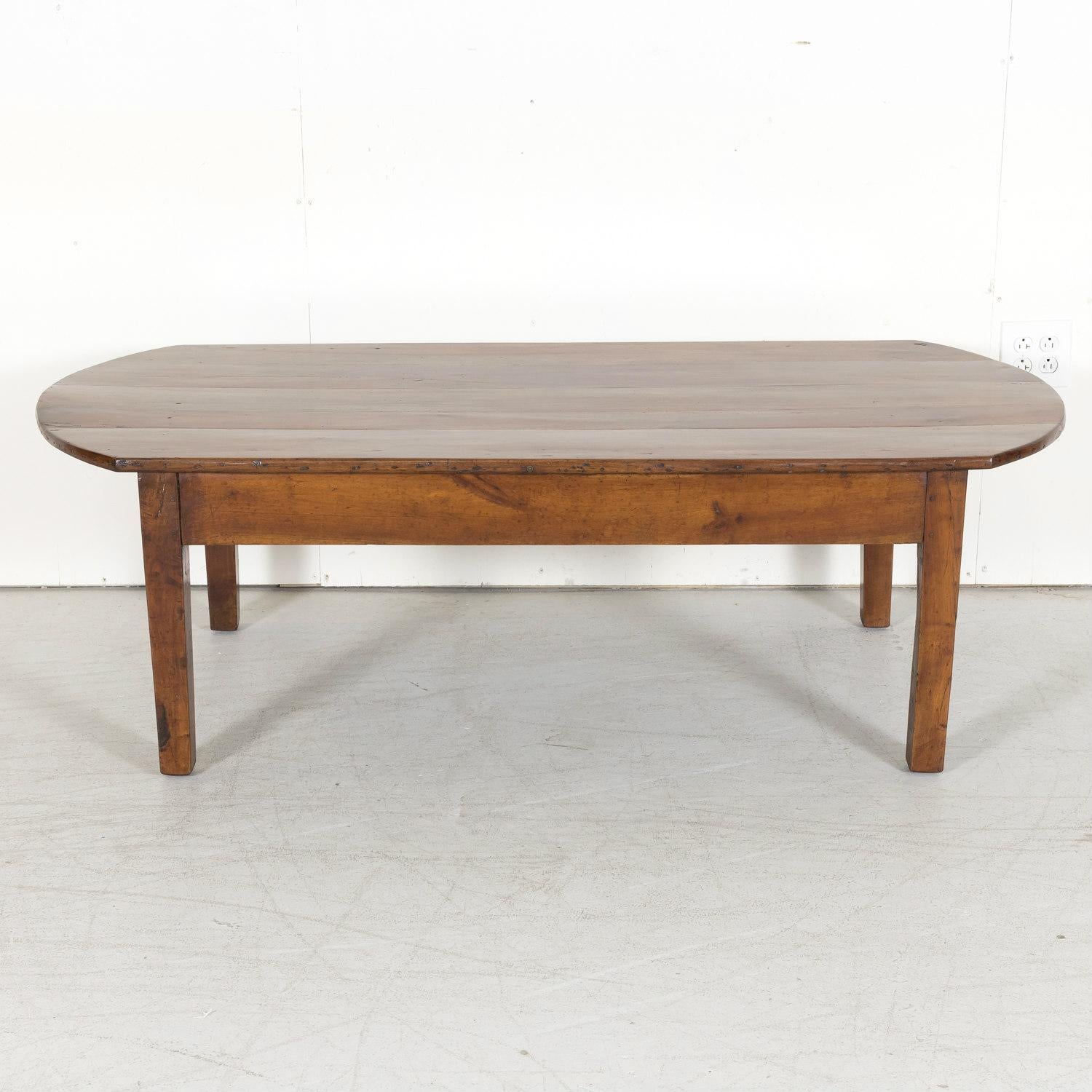 19th Century Country French Solid Cherry Oval Coffee Table with Drawer 10
