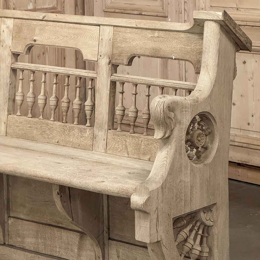 Panca da sala a righe francese del XIX secolo ~ Pew in vendita 3