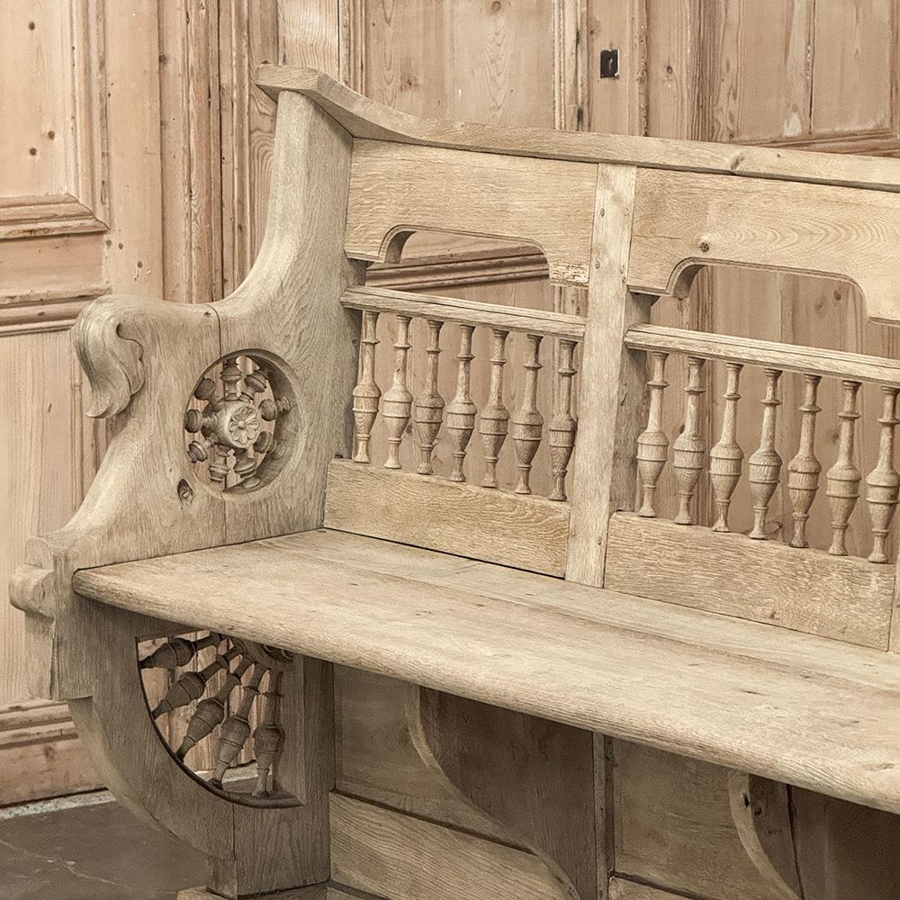 Panca da sala a righe francese del XIX secolo ~ Pew in vendita 5