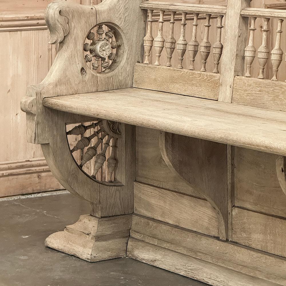 Panca da sala a righe francese del XIX secolo ~ Pew in vendita 6