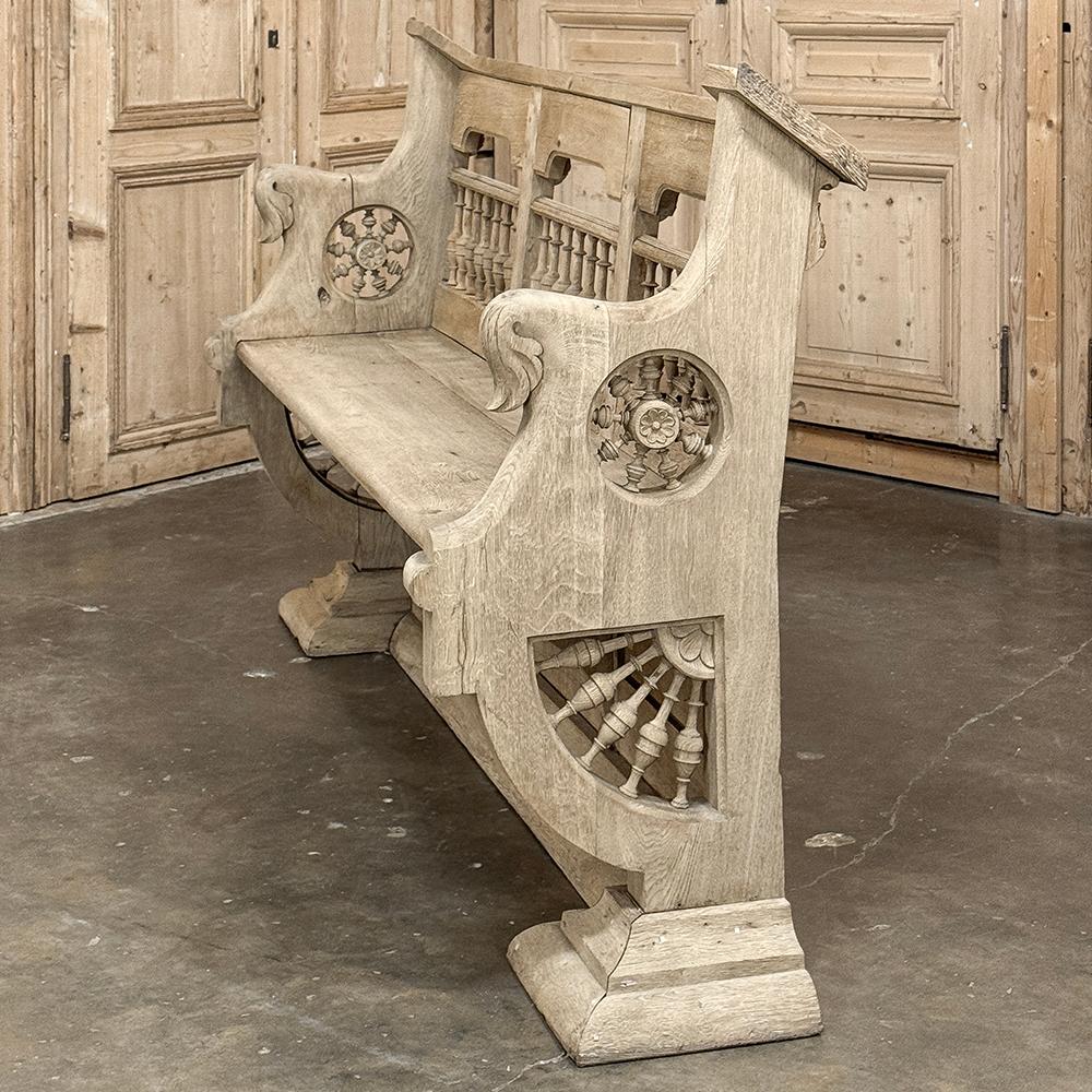 Panca da sala a righe francese del XIX secolo ~ Pew in vendita 7