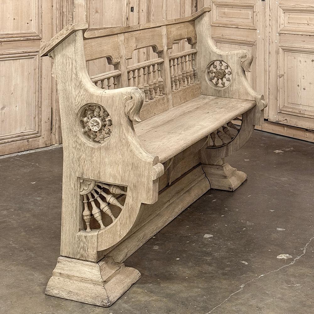 Panca da sala a righe francese del XIX secolo ~ Pew in vendita 8