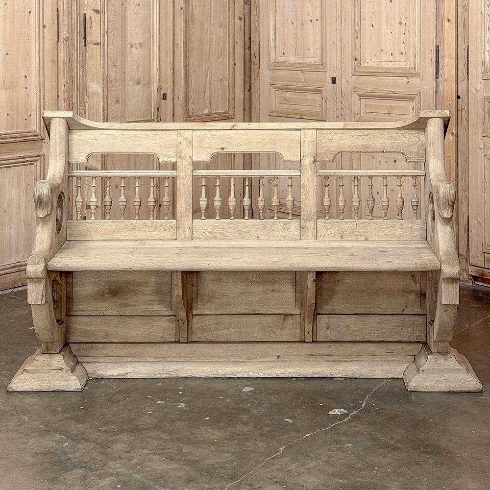 Francese Panca da sala a righe francese del XIX secolo ~ Pew in vendita