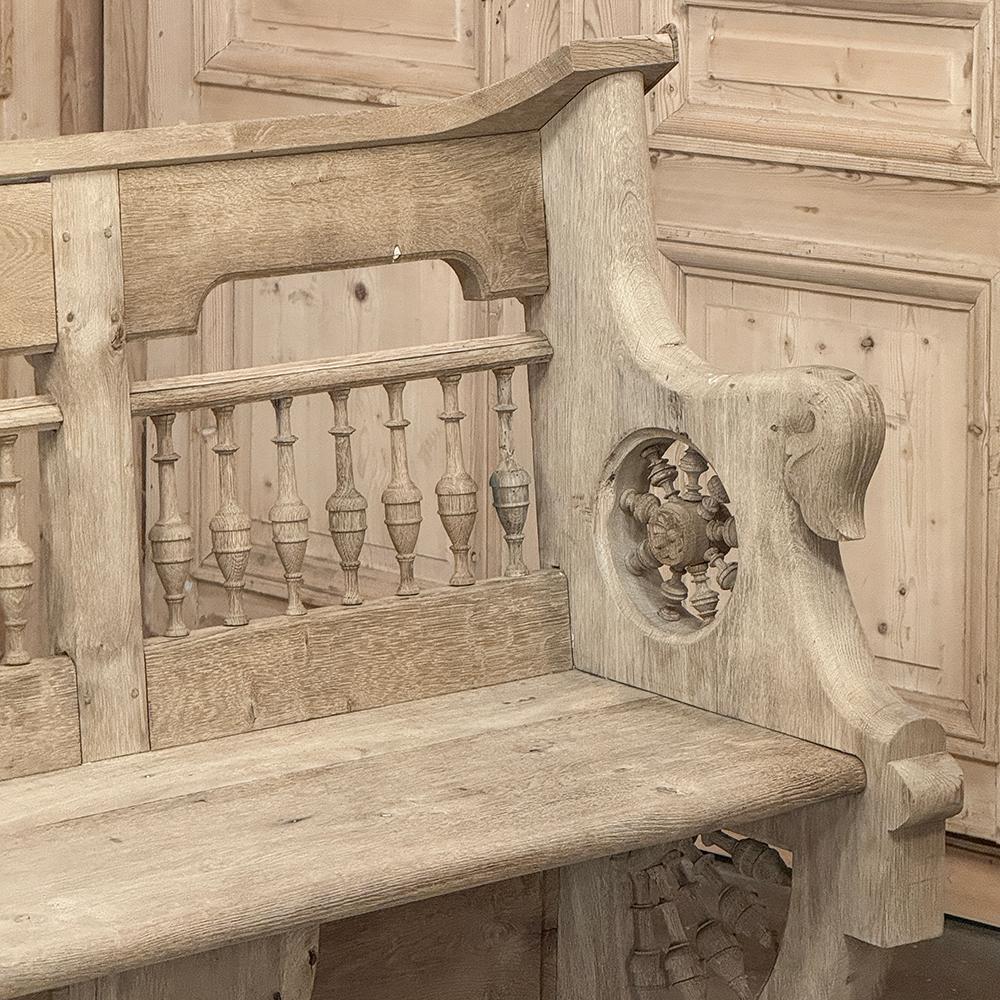Panca da sala a righe francese del XIX secolo ~ Pew in vendita 1