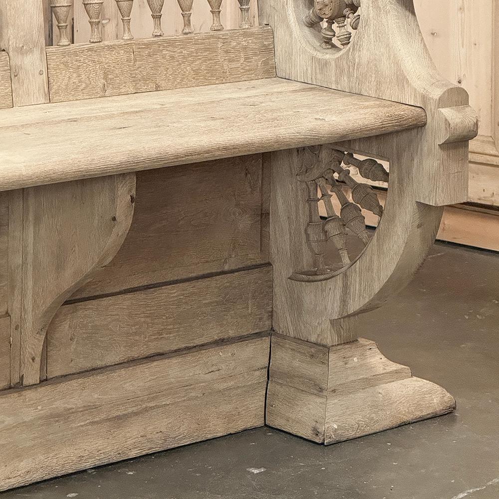 Panca da sala a righe francese del XIX secolo ~ Pew in vendita 2
