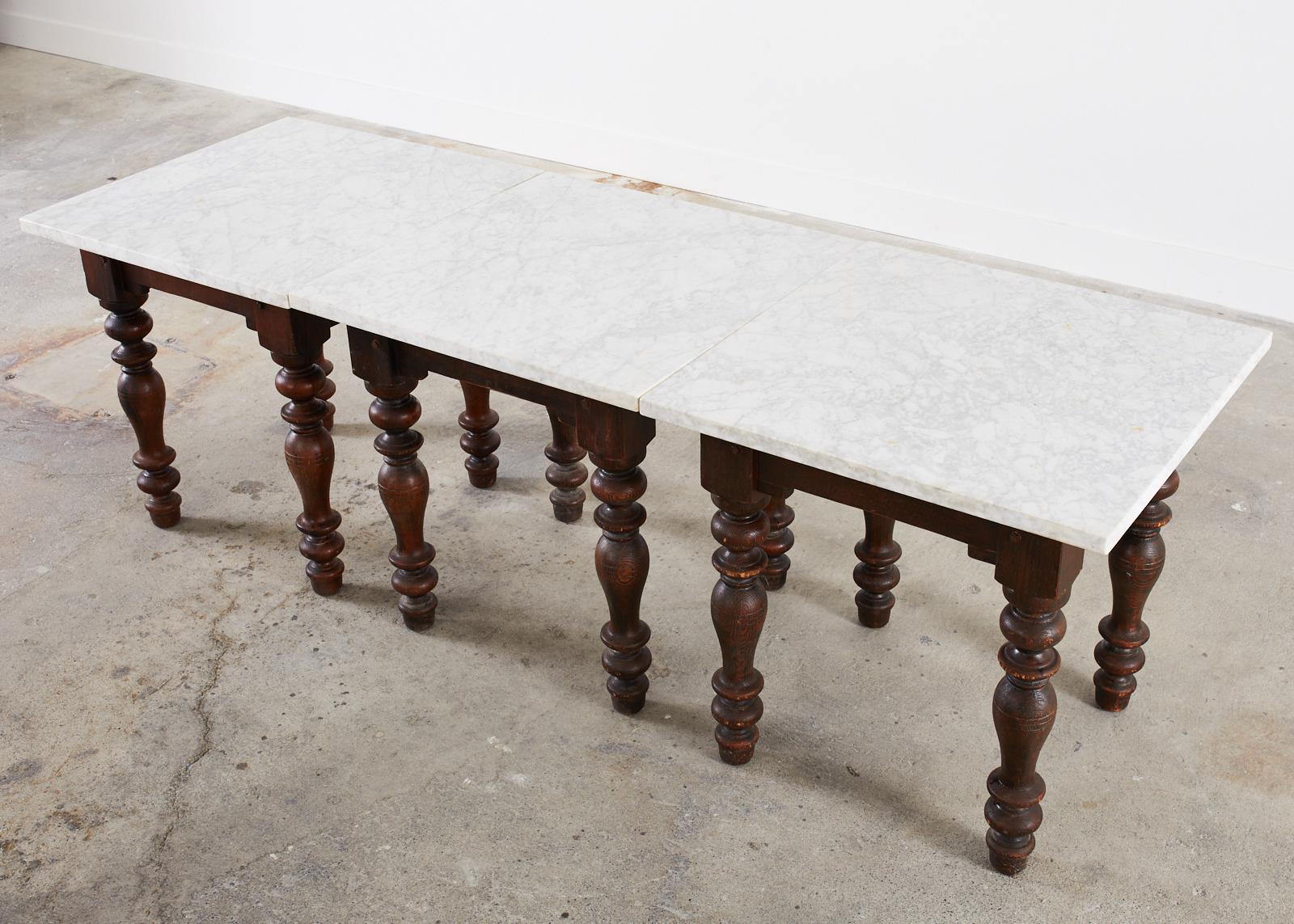 Iron 19th Century Country French Trio Marble Top Pastry Tables