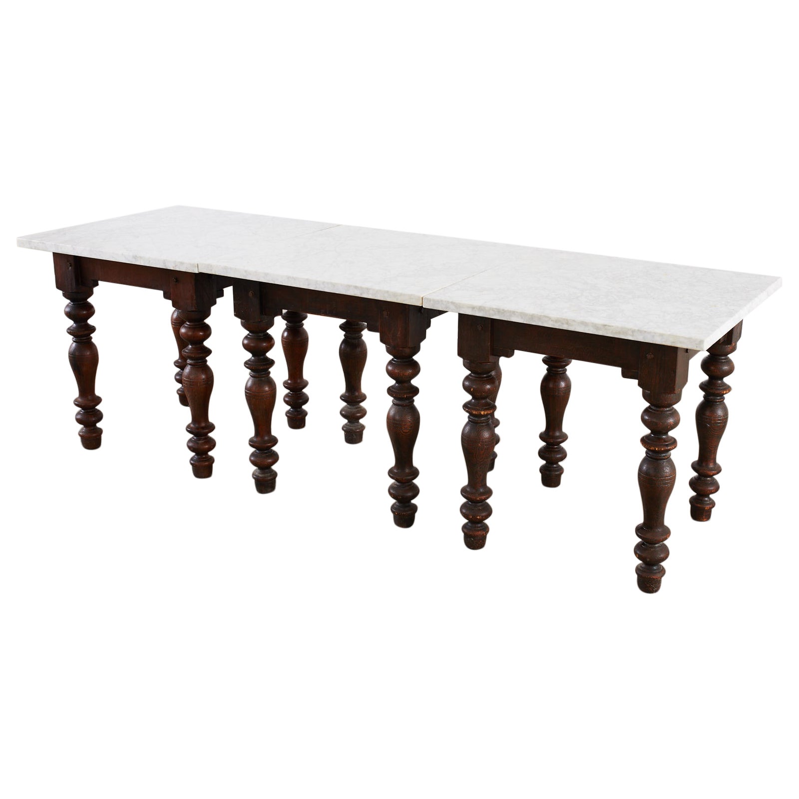 19th Century Country French Trio Marble Top Pastry Tables