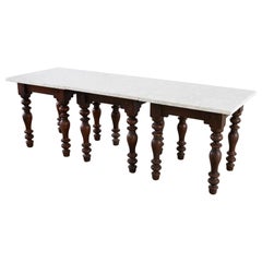 Antique 19th Century Country French Trio Marble Top Pastry Tables