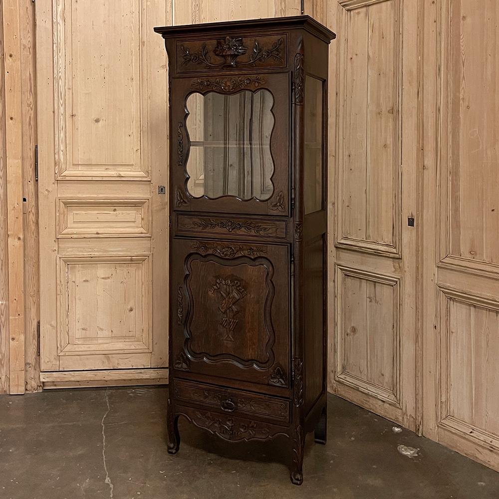 Hand-Crafted 19th Century Country French Vitrine~Bonnetiere from Normandie