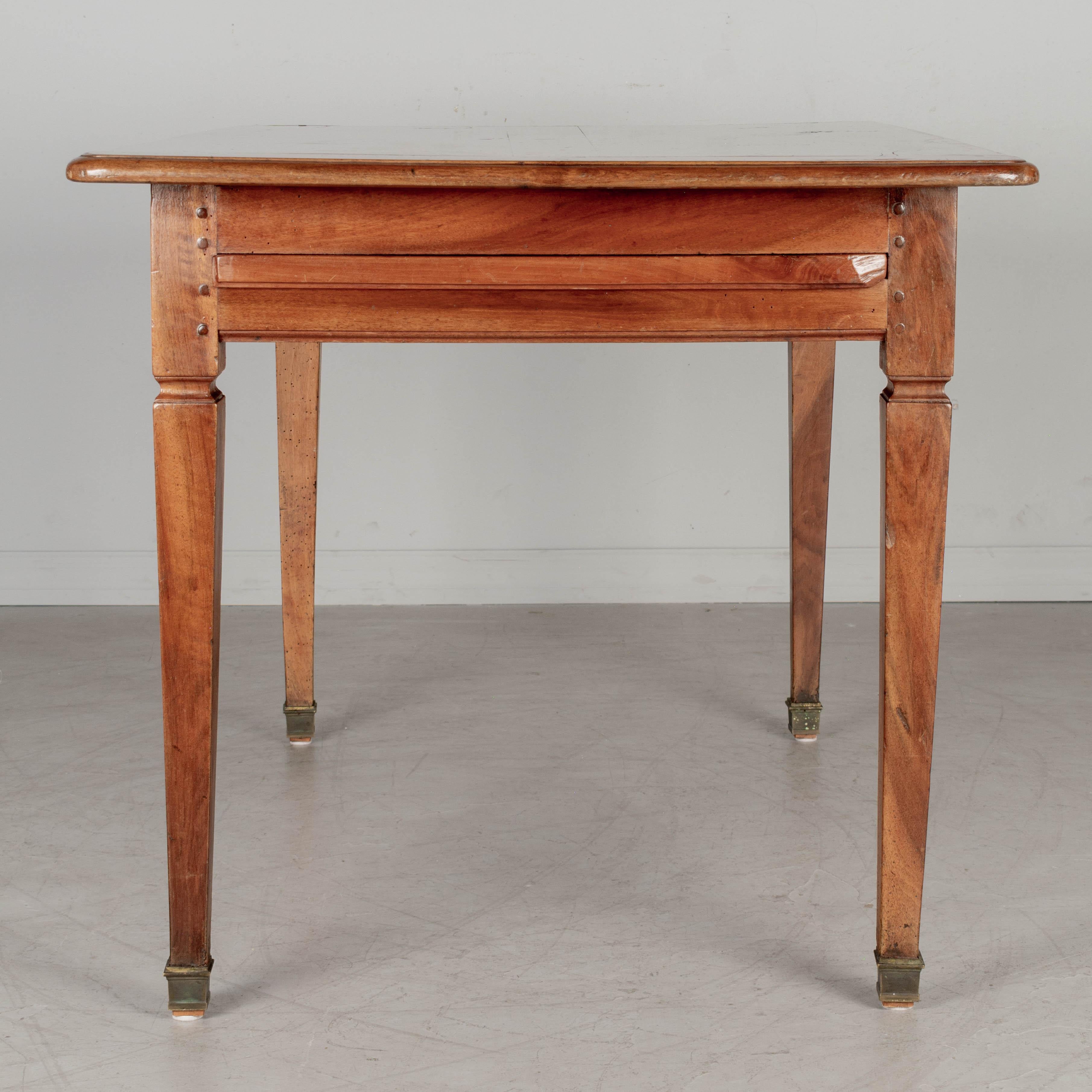 Brass 19th Century Country French Walnut Farm Table or Dining Table For Sale