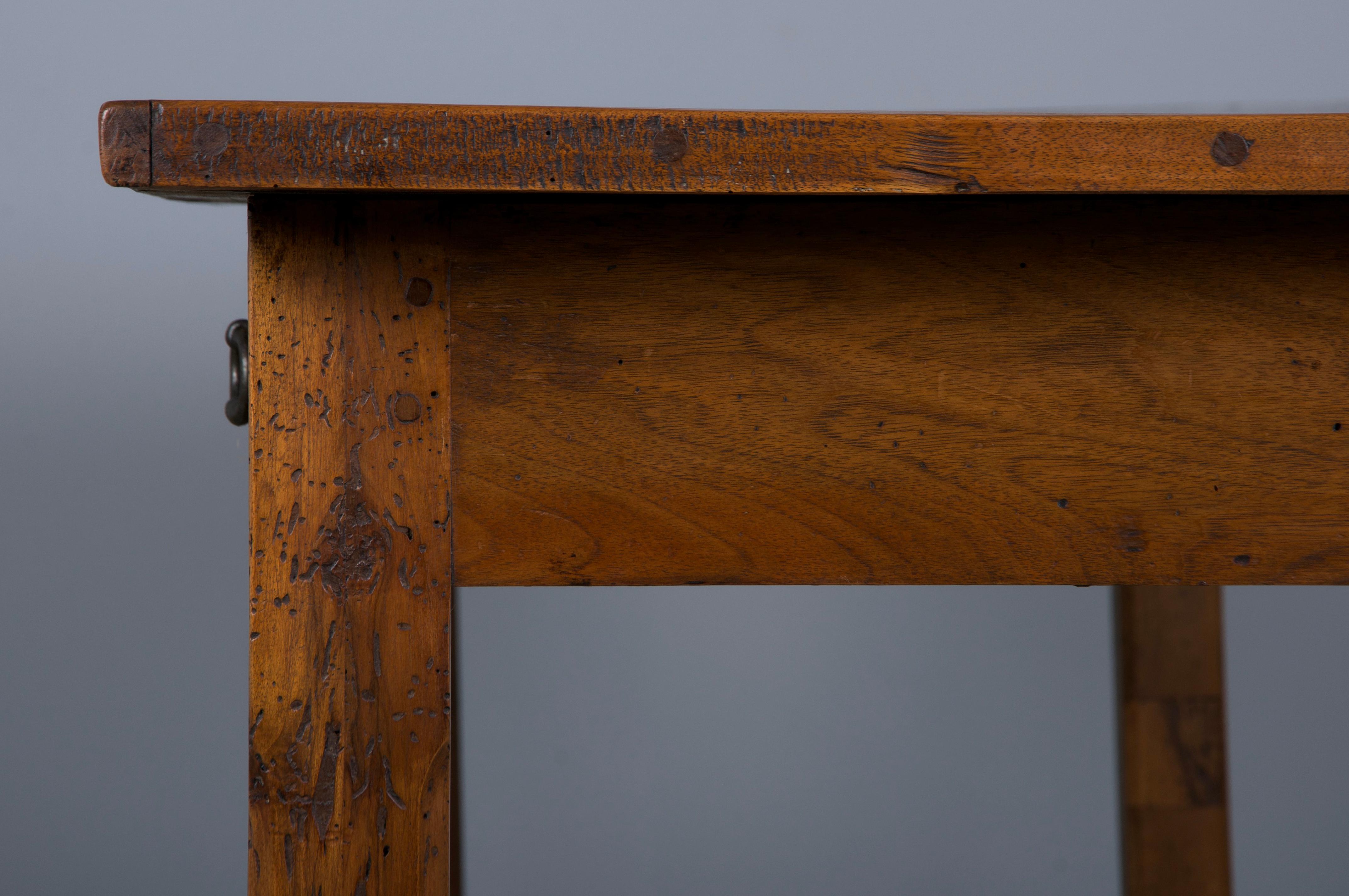 19th Century Country French Walnut Farmhouse Trestle Table 6