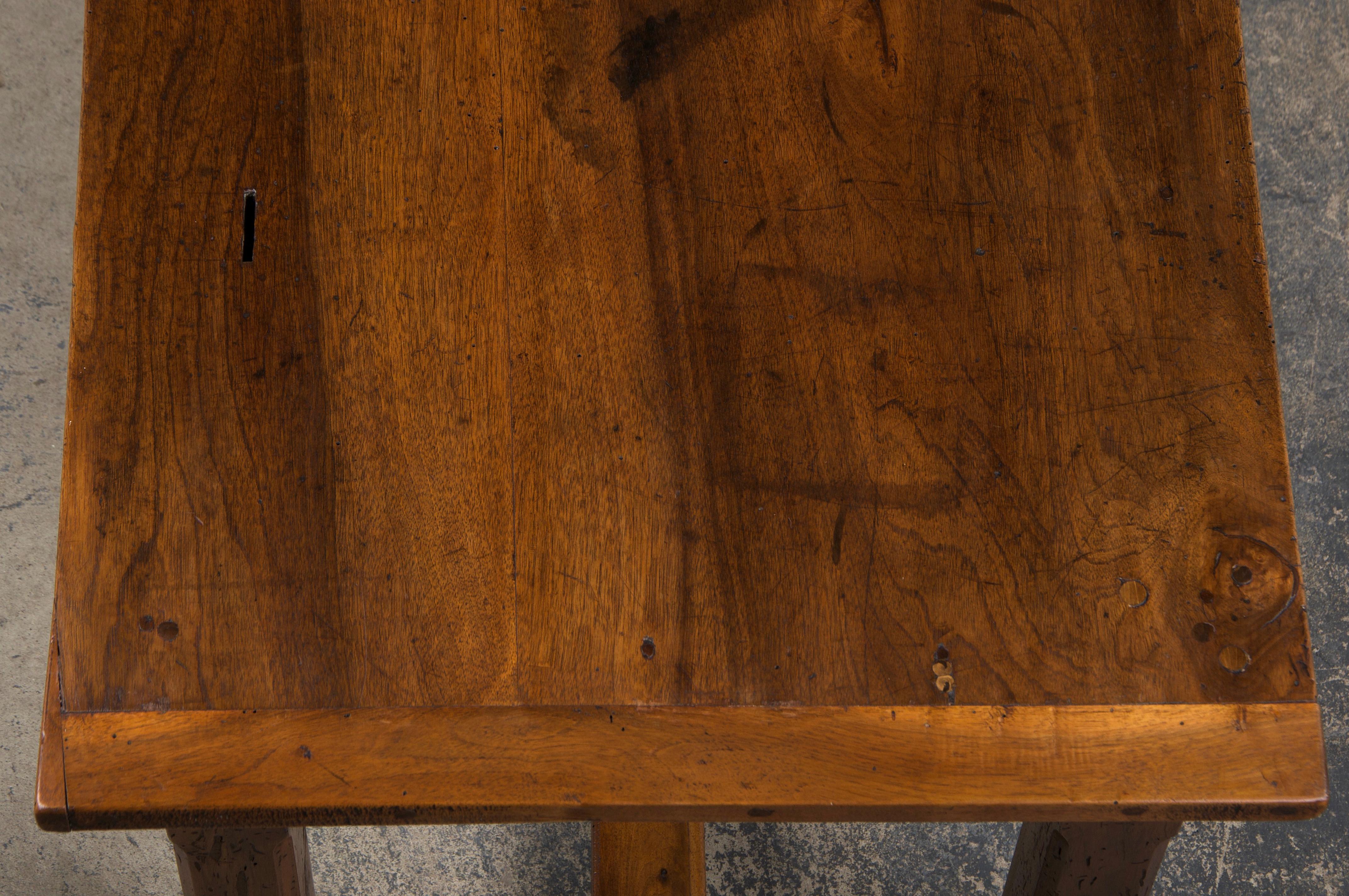 19th Century Country French Walnut Farmhouse Trestle Table 8