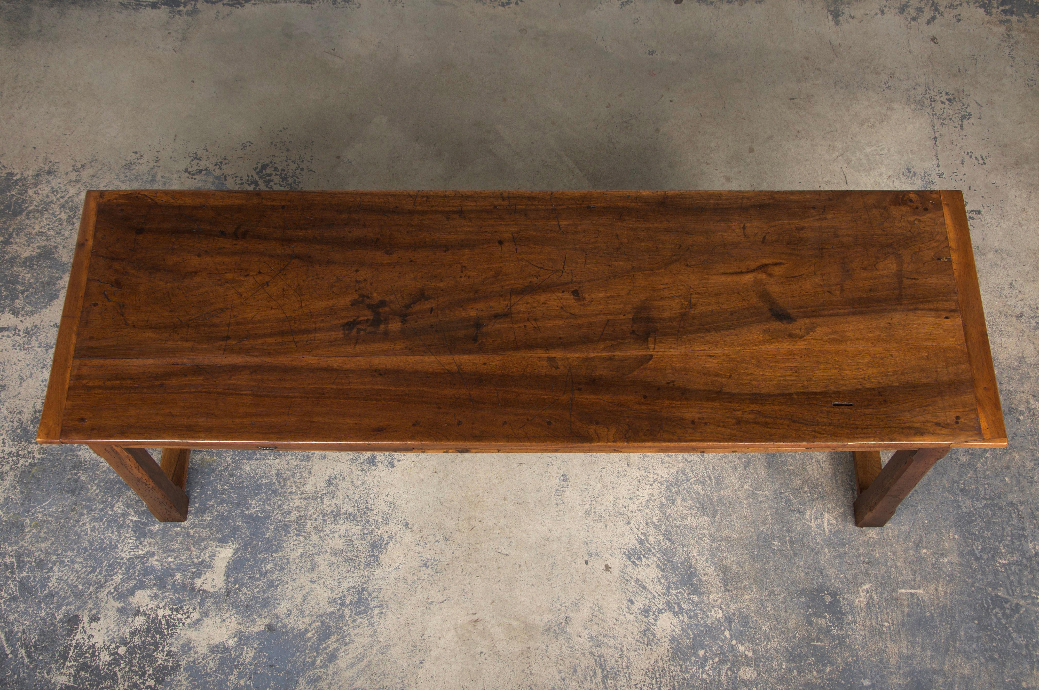 French Provincial 19th Century Country French Walnut Farmhouse Trestle Table
