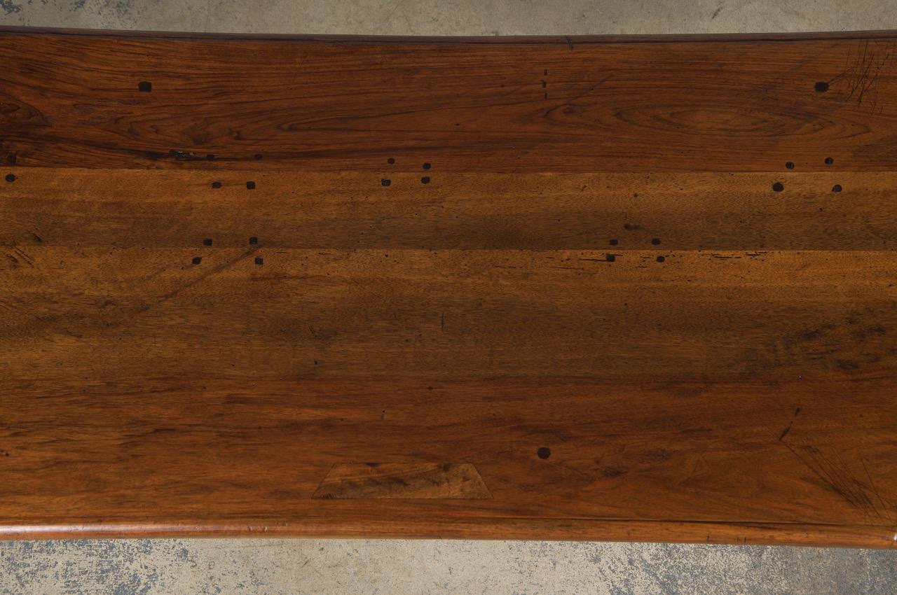 19th Century Country French Walnut Farmhouse Trestle Table In Good Condition In Astoria, NY