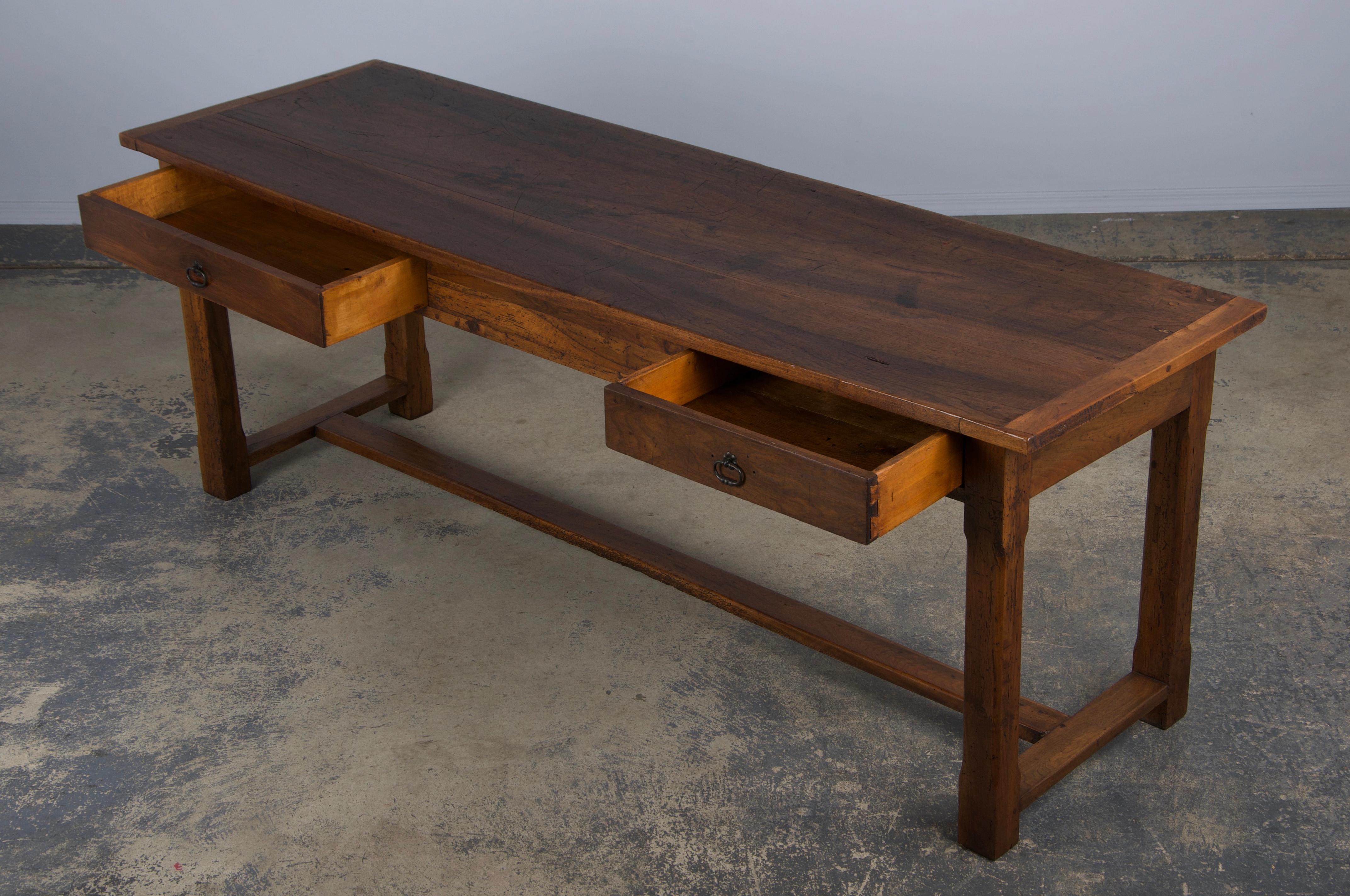 19th Century Country French Walnut Farmhouse Trestle Table 1