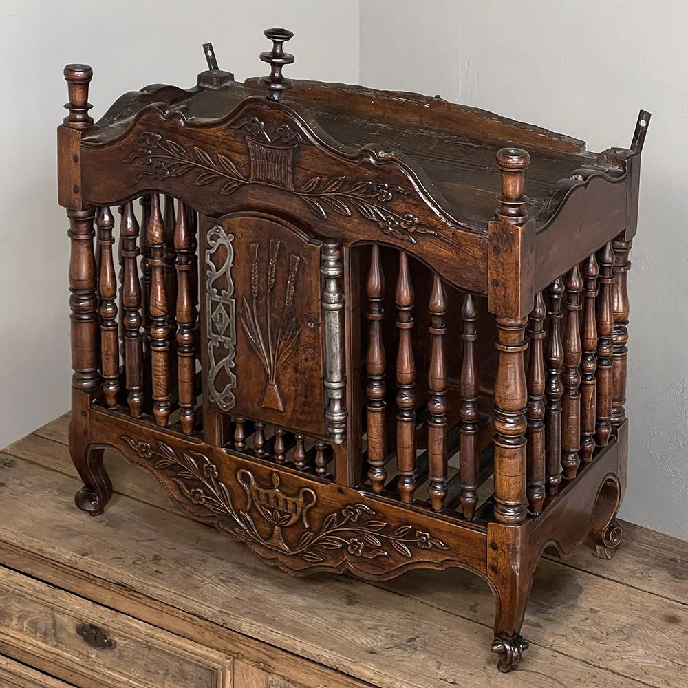 19th Century Country French Walnut Pannetiere ~ Breadbox For Sale 9