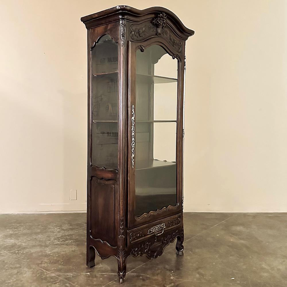 Neoclassical Revival 19th Century Country French Walnut Vitrine For Sale