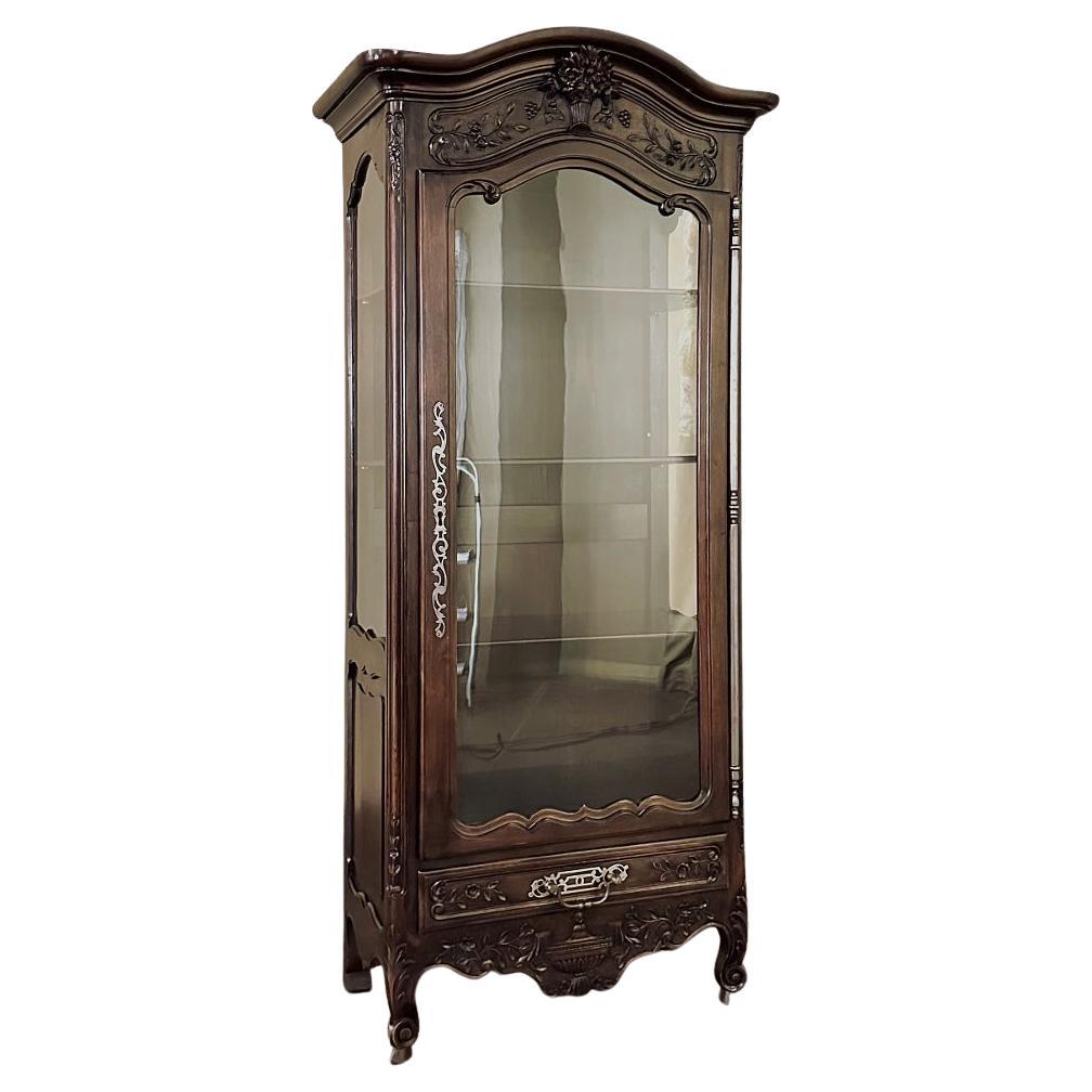 19th Century Country French Walnut Vitrine For Sale