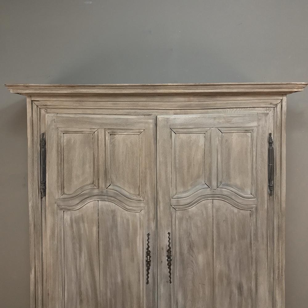 French Provincial 19th Century Country French Whitewashed Armoire from Lorraine