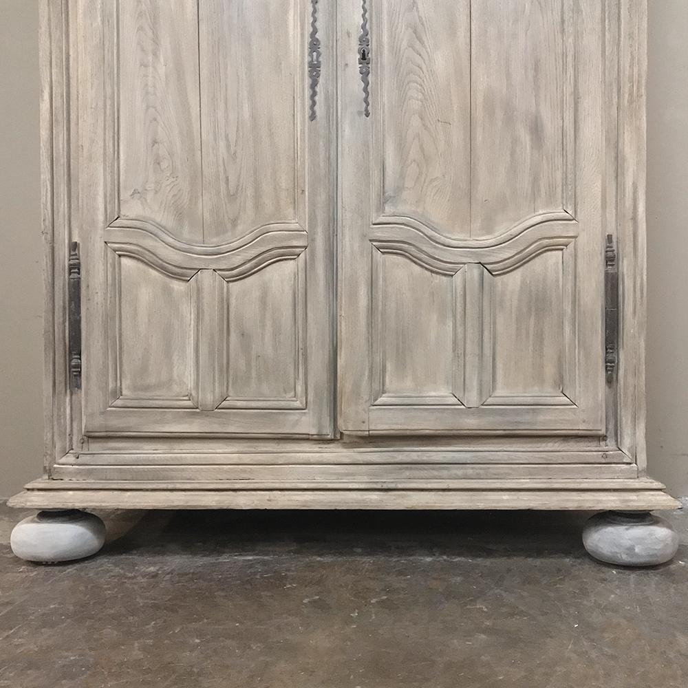 Hand-Crafted 19th Century Country French Whitewashed Armoire from Lorraine