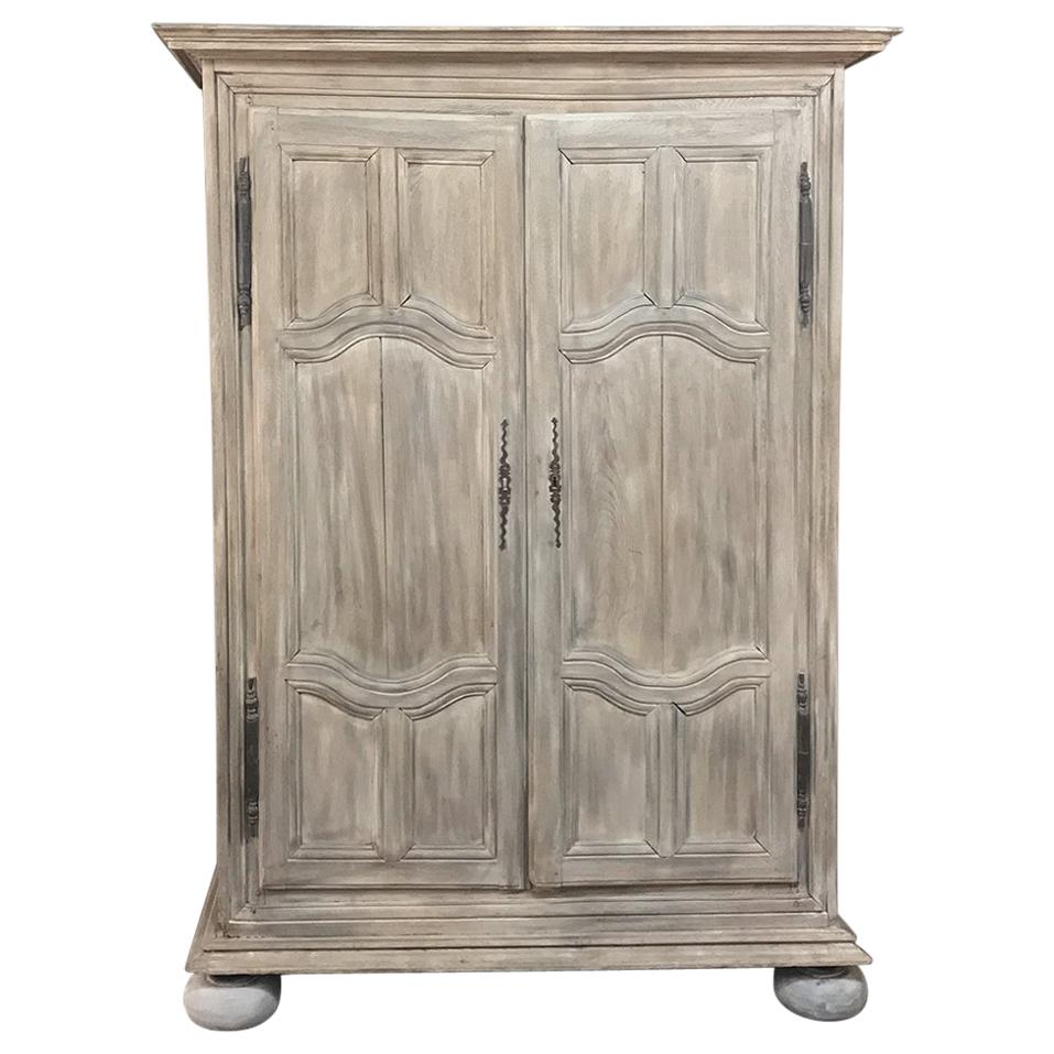 19th Century Country French Whitewashed Armoire from Lorraine
