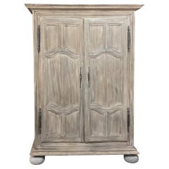 Antique 19th Century Country French Whitewashed Armoire from Lorraine
