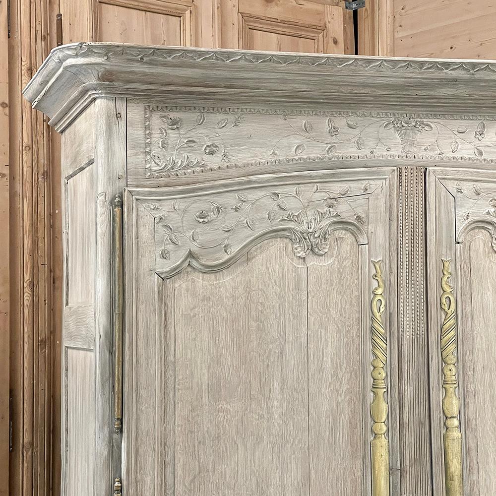 19th Century Country French Whitewashed Armoire from Normandie ~ Brittany For Sale 6