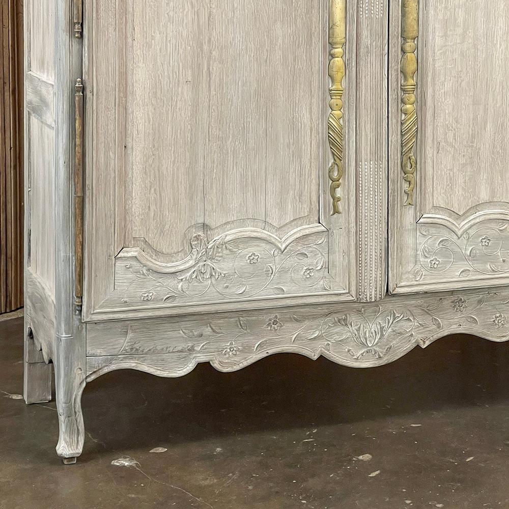 19th Century Country French Whitewashed Armoire from Normandie ~ Brittany For Sale 7