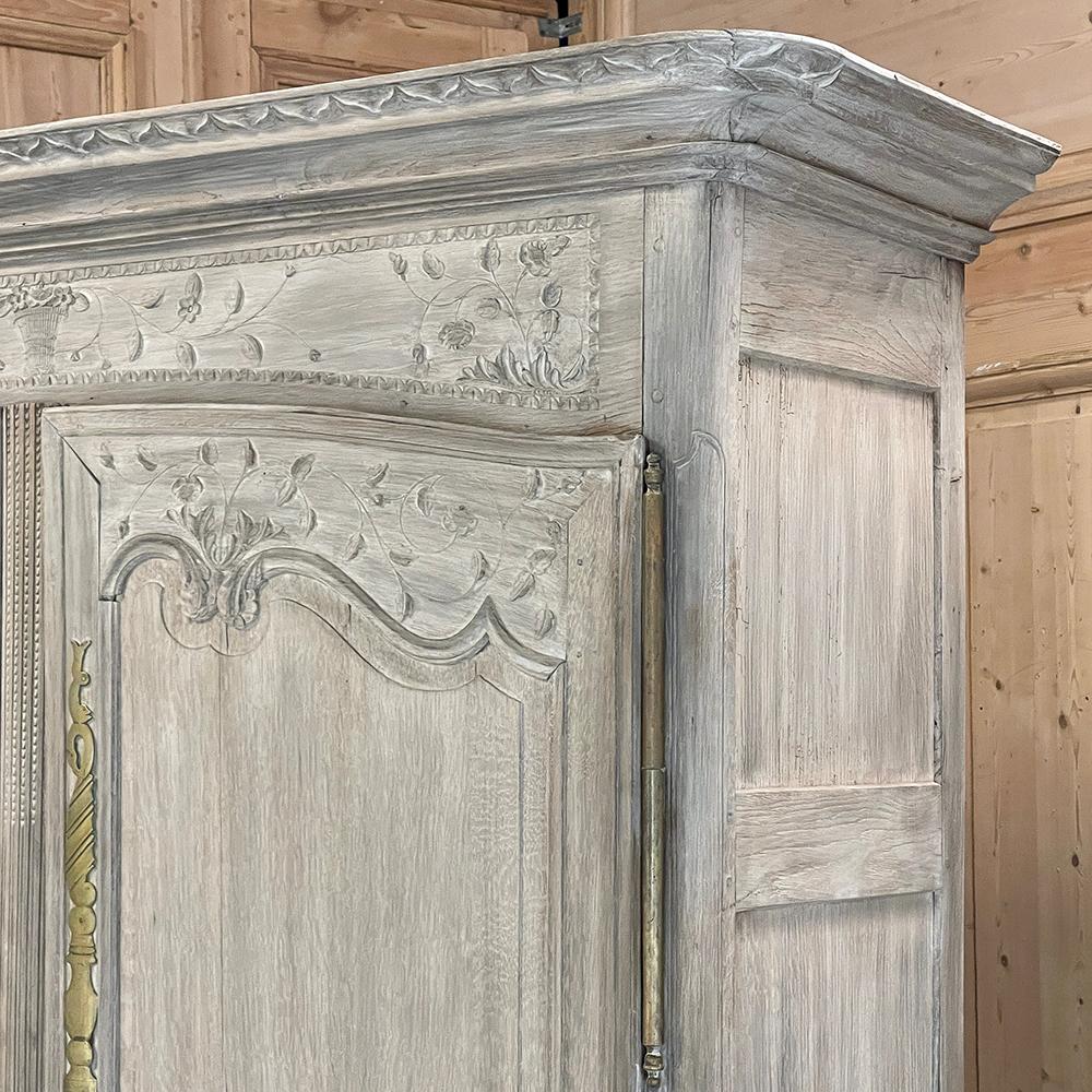 19th Century Country French Whitewashed Armoire from Normandie ~ Brittany For Sale 10