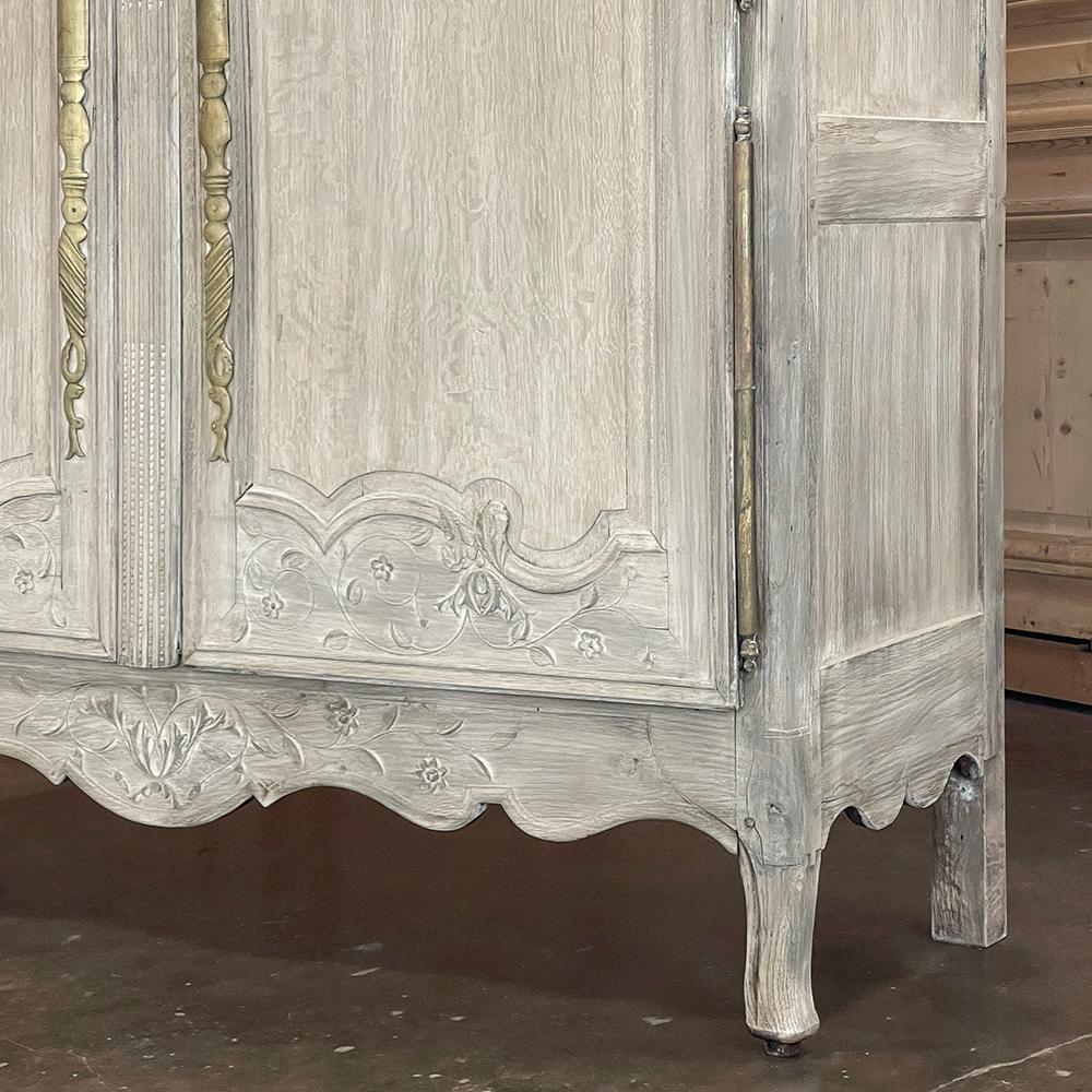 19th Century Country French Whitewashed Armoire from Normandie ~ Brittany For Sale 11