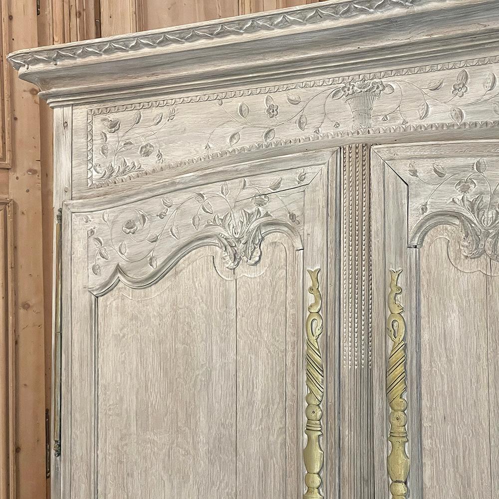 19th Century Country French Whitewashed Armoire from Normandie ~ Brittany For Sale 12