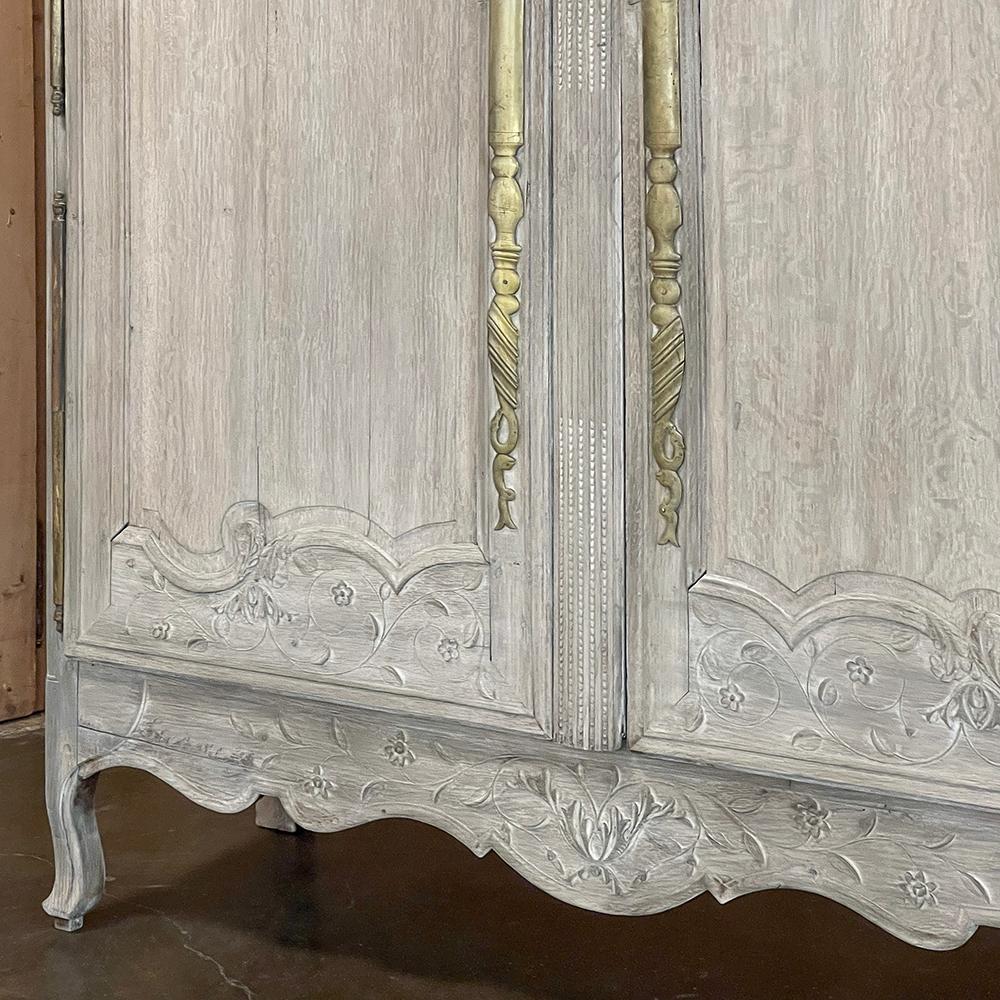 19th Century Country French Whitewashed Armoire from Normandie ~ Brittany For Sale 13