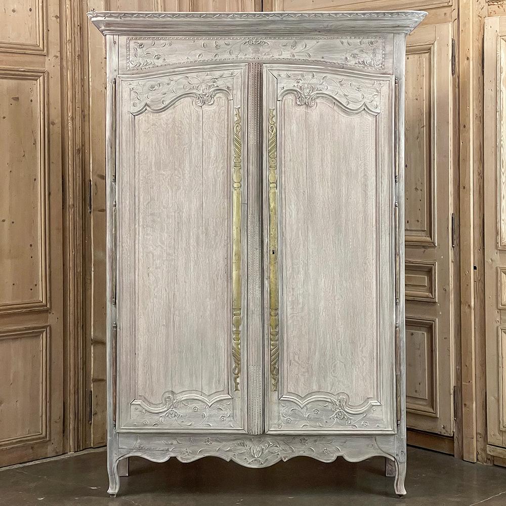 19th Century Country French Whitewashed Armoire from Normandie ~ Brittany In Good Condition For Sale In Dallas, TX