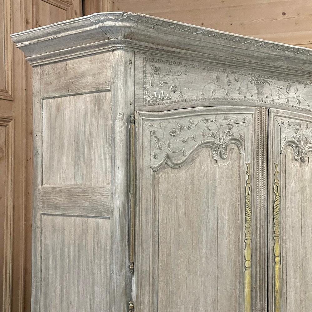19th Century Country French Whitewashed Armoire from Normandie ~ Brittany For Sale 3