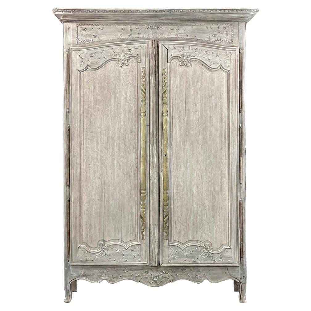 19th Century Country French Whitewashed Armoire from Normandie ~ Brittany For Sale