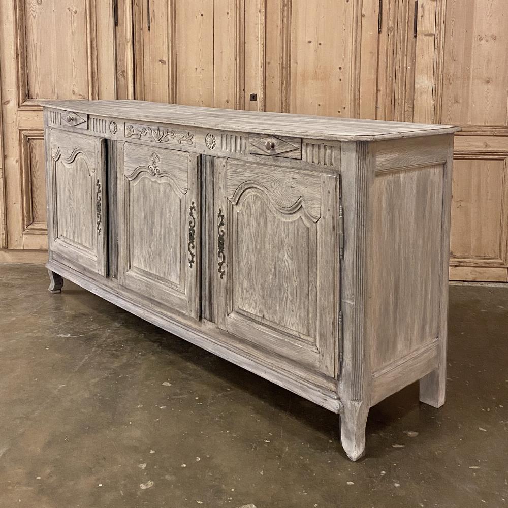 Hand-Crafted 19th Century Country French Whitewashed Buffet, Enfilade