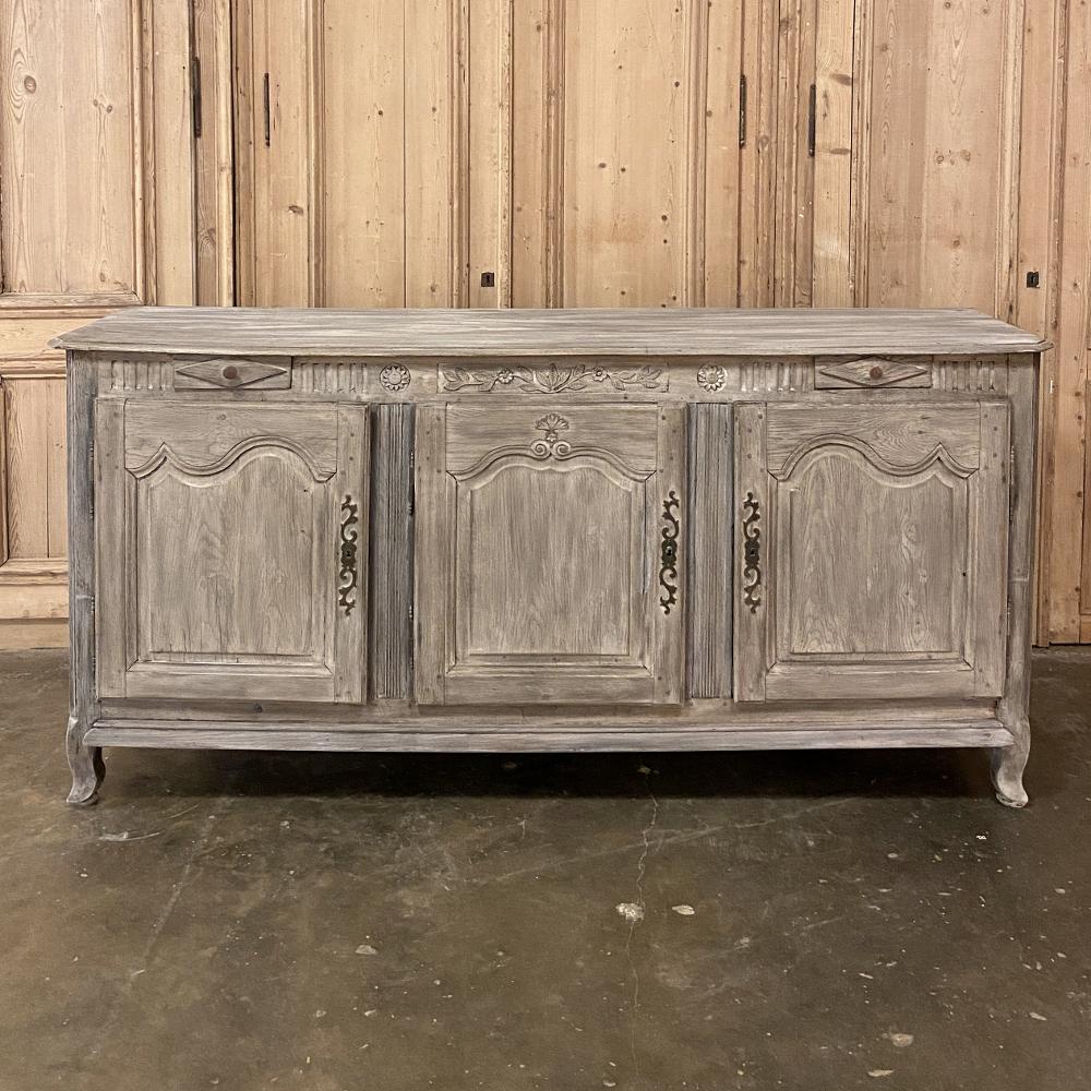 19th Century Country French Whitewashed Buffet, Enfilade In Good Condition In Dallas, TX